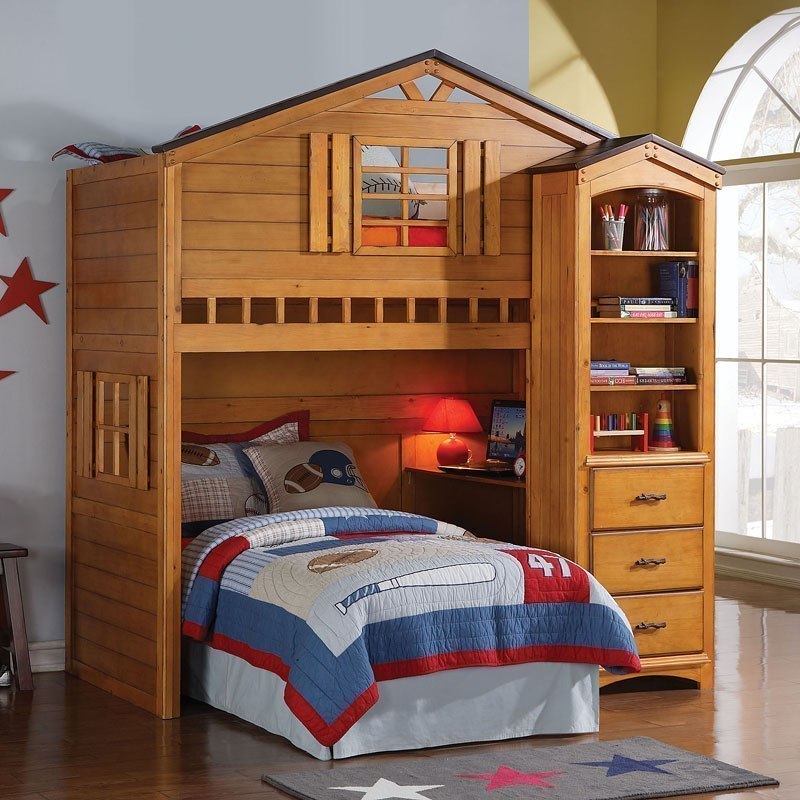 Skyler Twin Over Twin Loft Bed with Optional Bookshelf