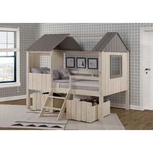Kensington Low Loft Bed with Rustic Drawers